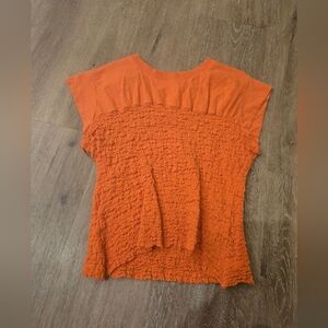 Maeve Vibrant Orange Textured Short Sleeve Top